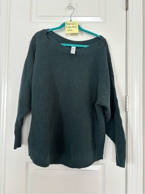American Eagle Outfitters Emerald Ribbed Scoop-Neck Sweater
